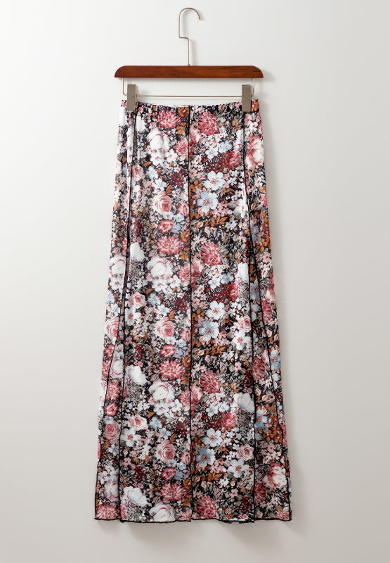 Floral Elastic Waist Maxi Skirt