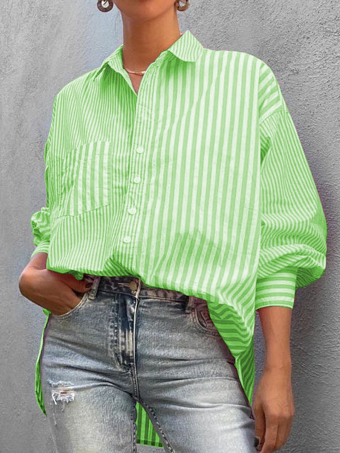 Striped Button Down Long Sleeve Shirt