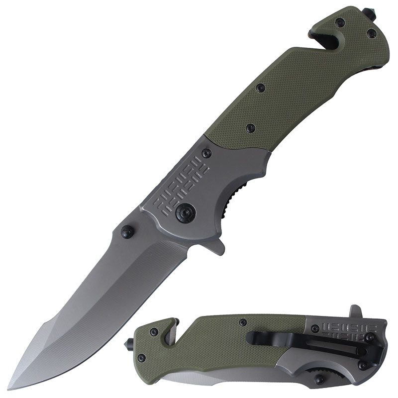 Folding Pocket Knife Stainless - Gun Gray Green [BF210876]_0