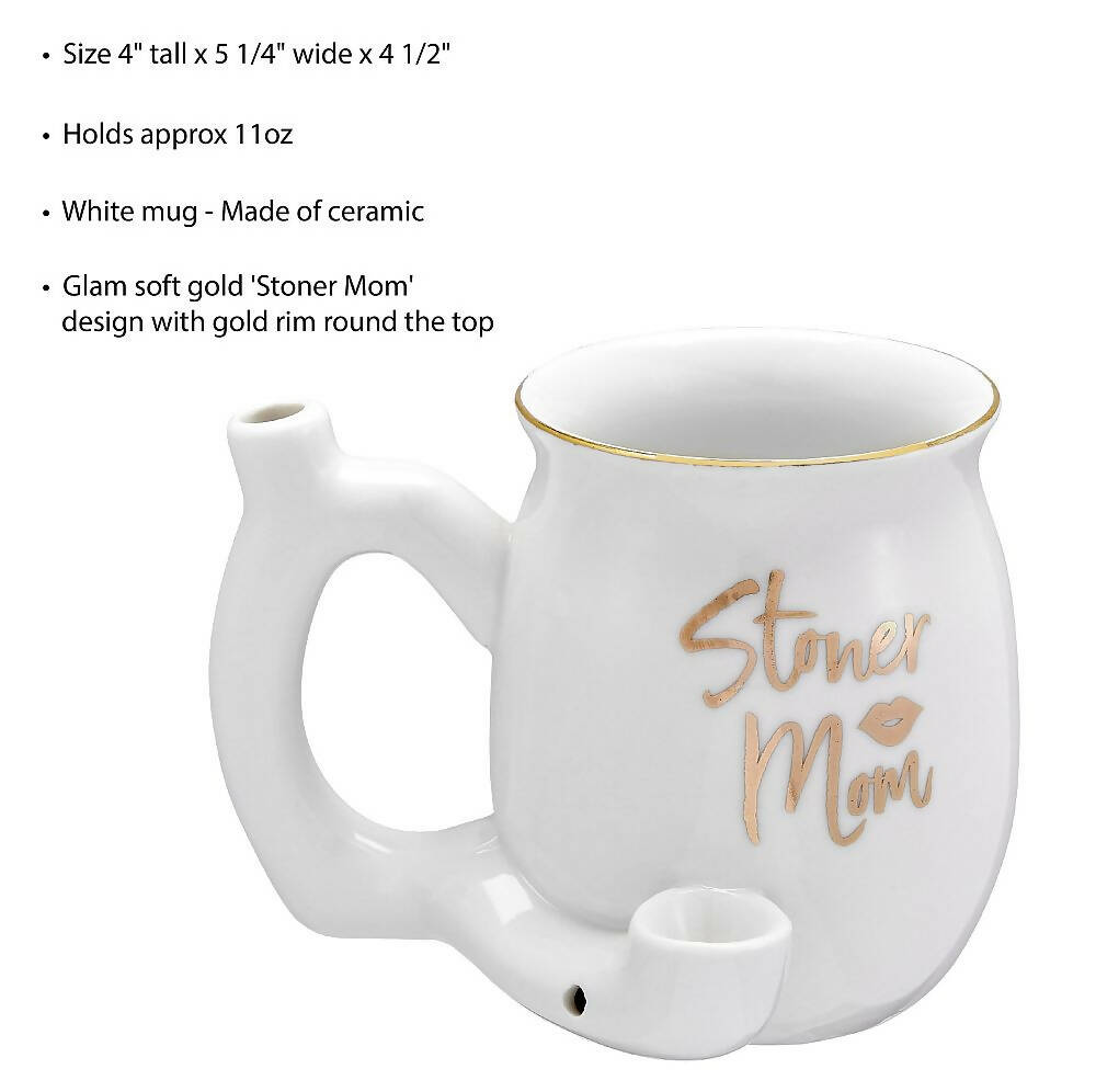 ROAST AND TOAST STONER MOM PIPE MUG - WHITE WITH GOLD PRINT_1