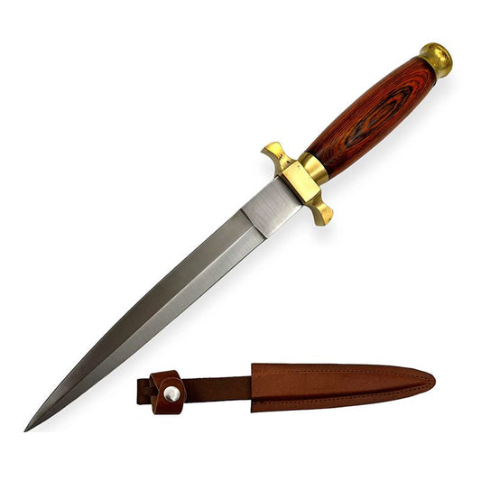 12.5" Red Hunting Knife Double Edged Orange Wood [PC-139]_0