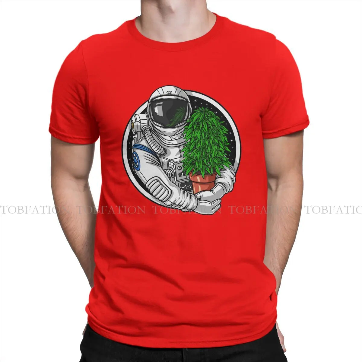 Weed Marijuana 420 Smoking Astronaut Lover TShirt Men Graphic Large Harajuku Crewneck Cotton T Shirt