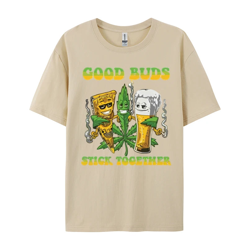 Weed Cannabis Stoner Good Buds Stick T-shirt 3D Printed T-shirt Men Cotton T-shirt Slim Fit Mens Tees Printed On Casual