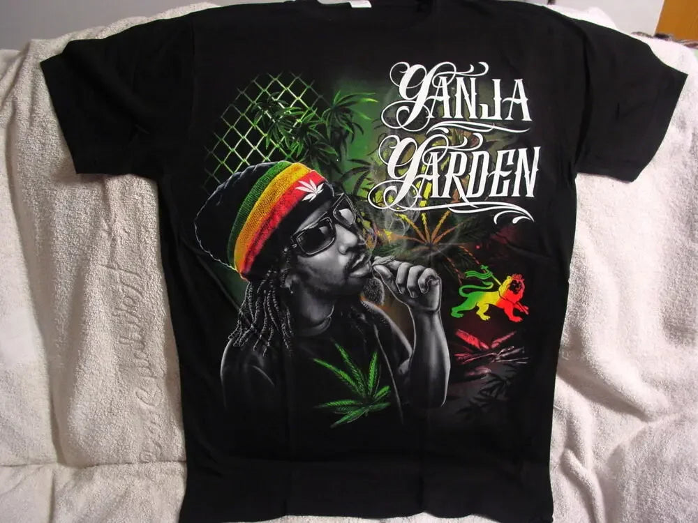 Marijuana Leaf Leaves Joint Dreadlocks Rasta Ganja Garden Marley T-Shirt 100% Cotton O-Neck Short Sleeve Casual Mens T-shirt