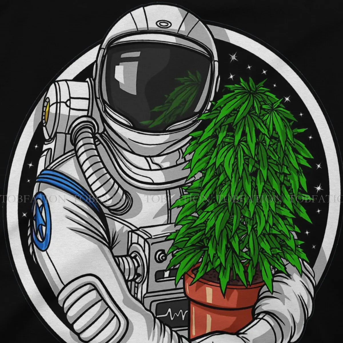 Weed Marijuana 420 Smoking Astronaut Lover TShirt Men Graphic Large Harajuku Crewneck Cotton T Shirt