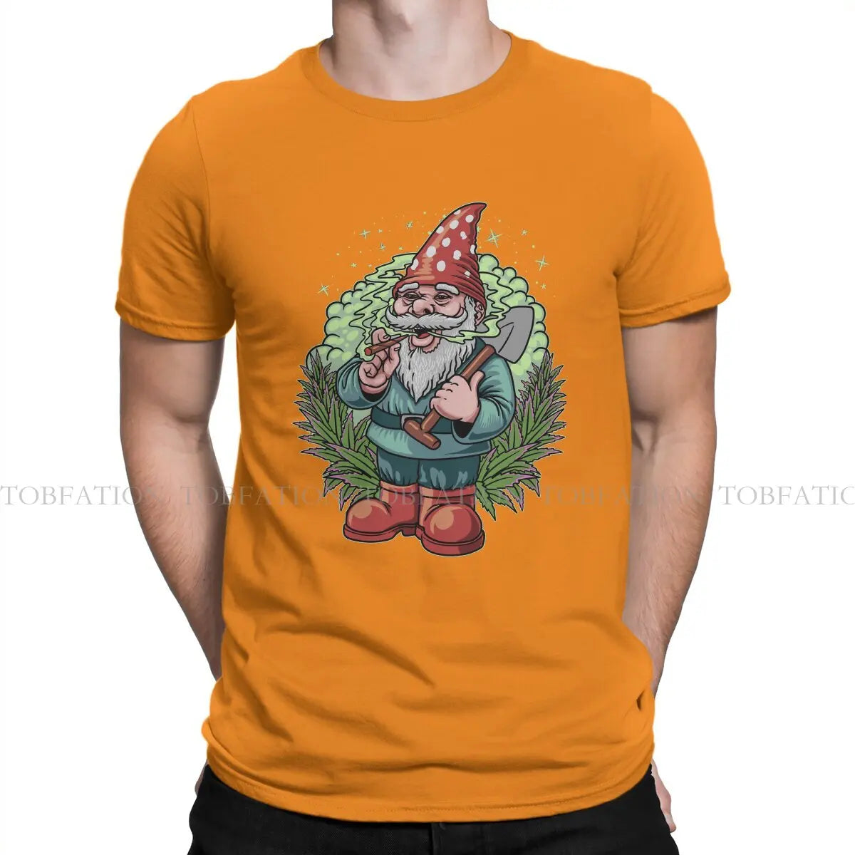 Smoking Gnome Weed Marijuana 420 Smoking Tshirt Alternative Punk T shirt Streetwear Homme Pure Cotton Fashion Tees Tops