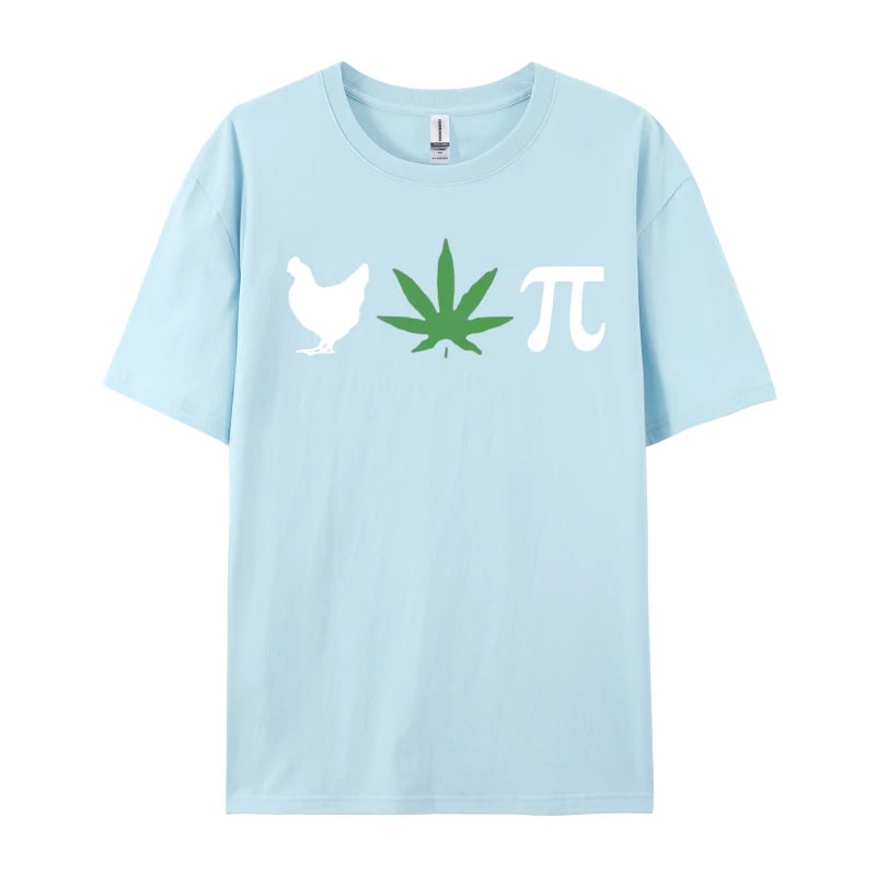 Chicken Pot Pie Marijuana Cannabis Pi T-shirt Novelty Tee Shirts Vintage Cotton Tops Tee Retro Clothes