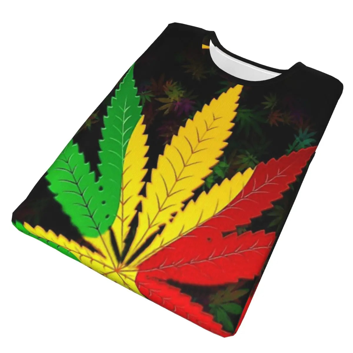 Marijuana Leaf Rasta Colors Dripping Paint Style Polyester TShirt Art Top Quality Creative Thin T Shirt Short Sleeve