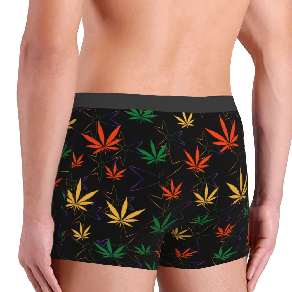 Cannabis Leaf Plant Marijuana Weed Men's Underwear Leaves Boxer Briefs Shorts Panties Soft Underpants for Homme Plus Size