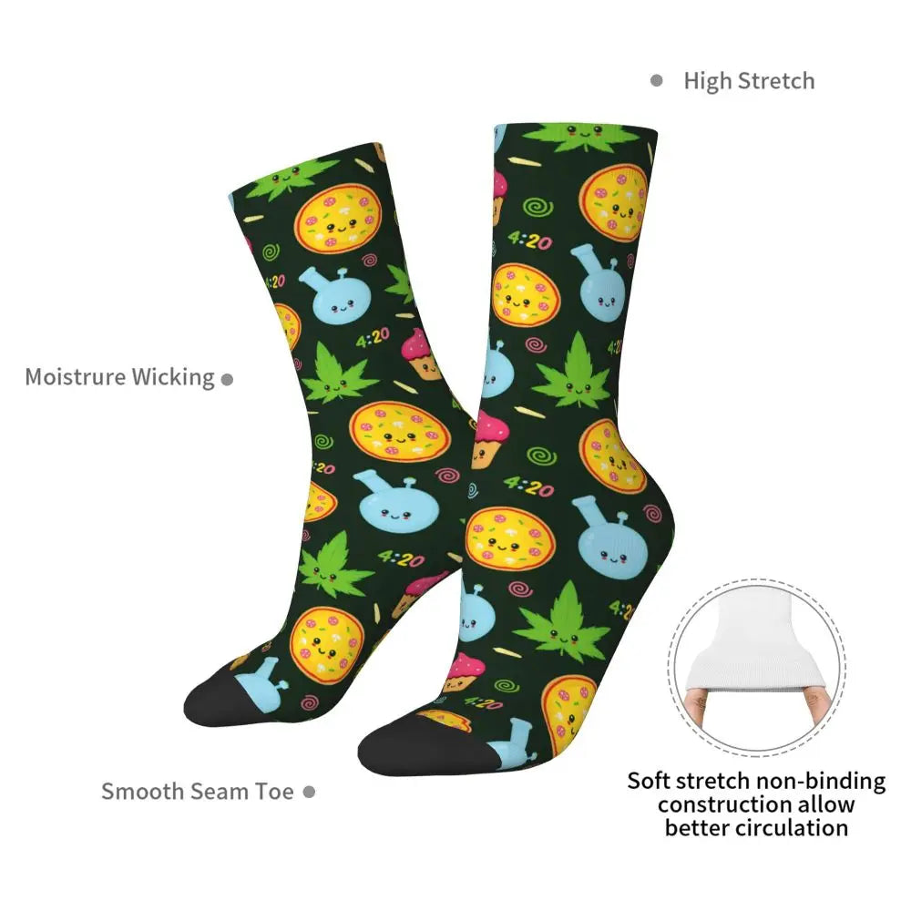 All Season Hip-hop Men's Women's Cute Marijuana Weed 420 Socks Cannabis Cartoon Merch Basketball Socks Super Soft Best Gifts