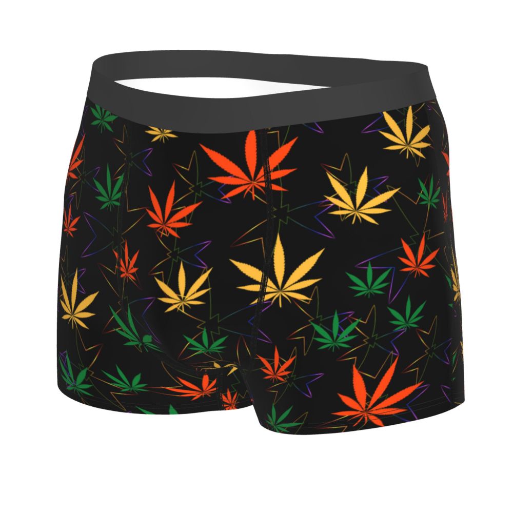 Cannabis Leaf Plant Marijuana Weed Men's Underwear Leaves Boxer Briefs Shorts Panties Soft Underpants for Homme Plus Size