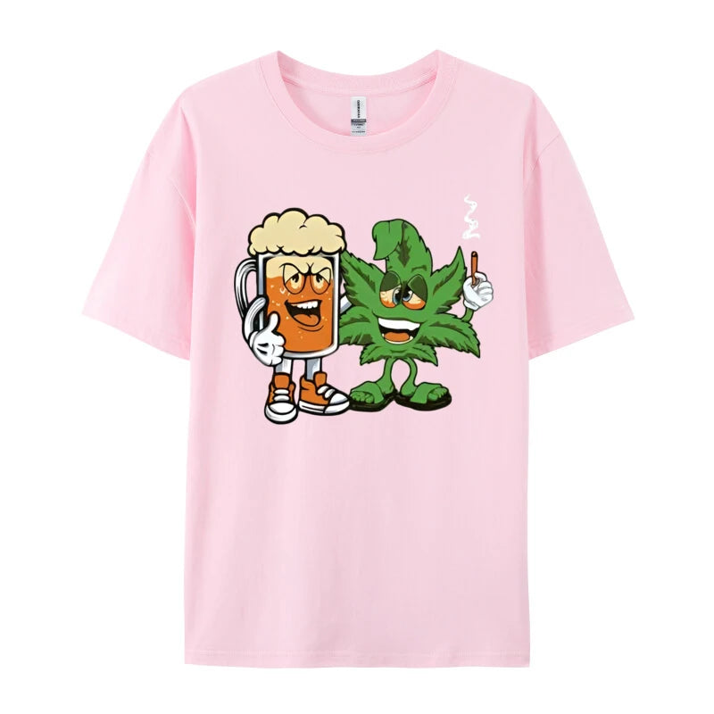 Marijuana Beer Drinking Smoke Weed Ca Tshirts Men Clothess Tshirts Unique T-Shirt Cotton Gothic Animes Alternative