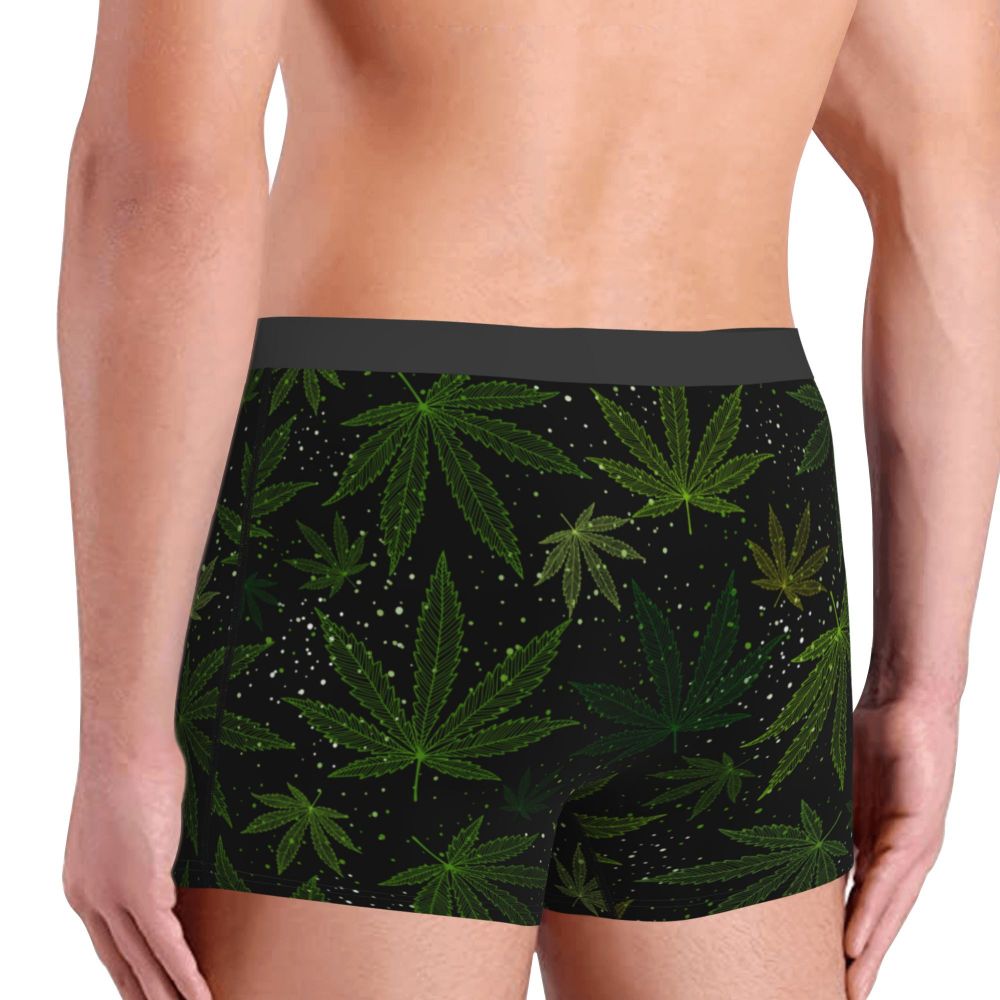 Novelty Boxer Cannabis Leaf Shorts Panties Briefs Men Underwear Marijuana Weed Breathable Underpants for Homme