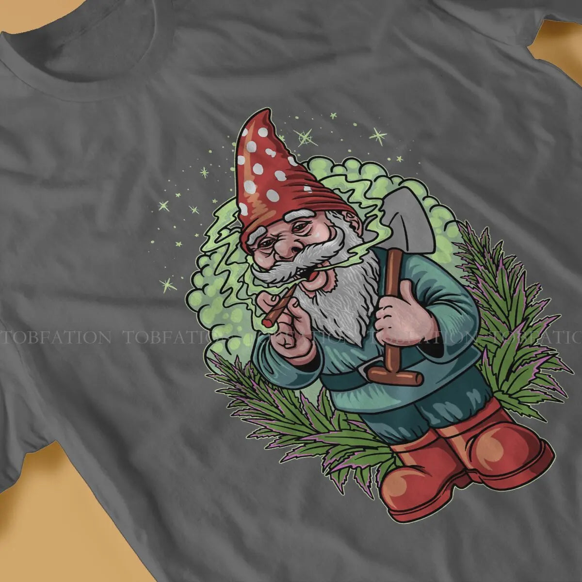 Smoking Gnome Weed Marijuana 420 Smoking Tshirt Alternative Punk T shirt Streetwear Homme Pure Cotton Fashion Tees Tops