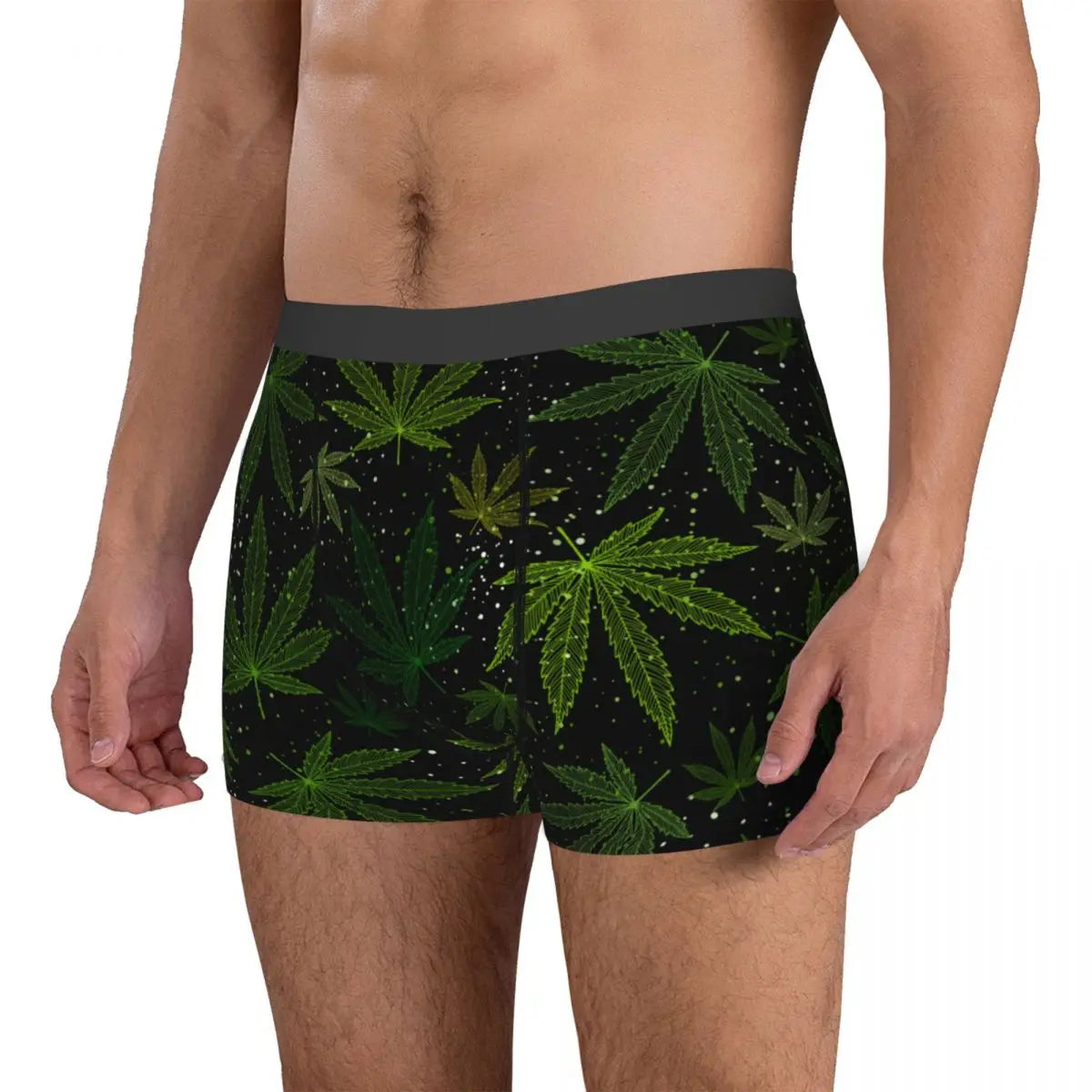 Novelty Boxer Cannabis Leaf Shorts Panties Briefs Men Underwear Marijuana Weed Breathable Underpants for Homme