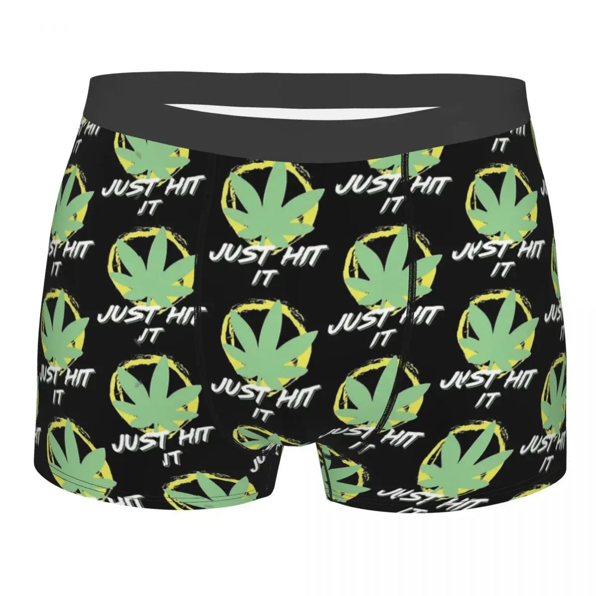 Just Hit It Funny Gift For Lovers And Smokers Man's Boxer Briefs Underpants Cannabis Leaf Plant Marijuana Weed Highly Sexy Short