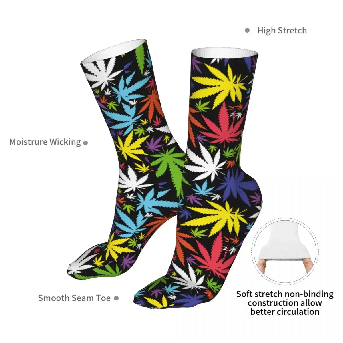 Fashion Socks Male Mens Women Casual Cannabis Leafs Socks Marijuana Weed Leaf Skateboard Socks Spring Summer Autumn Winter