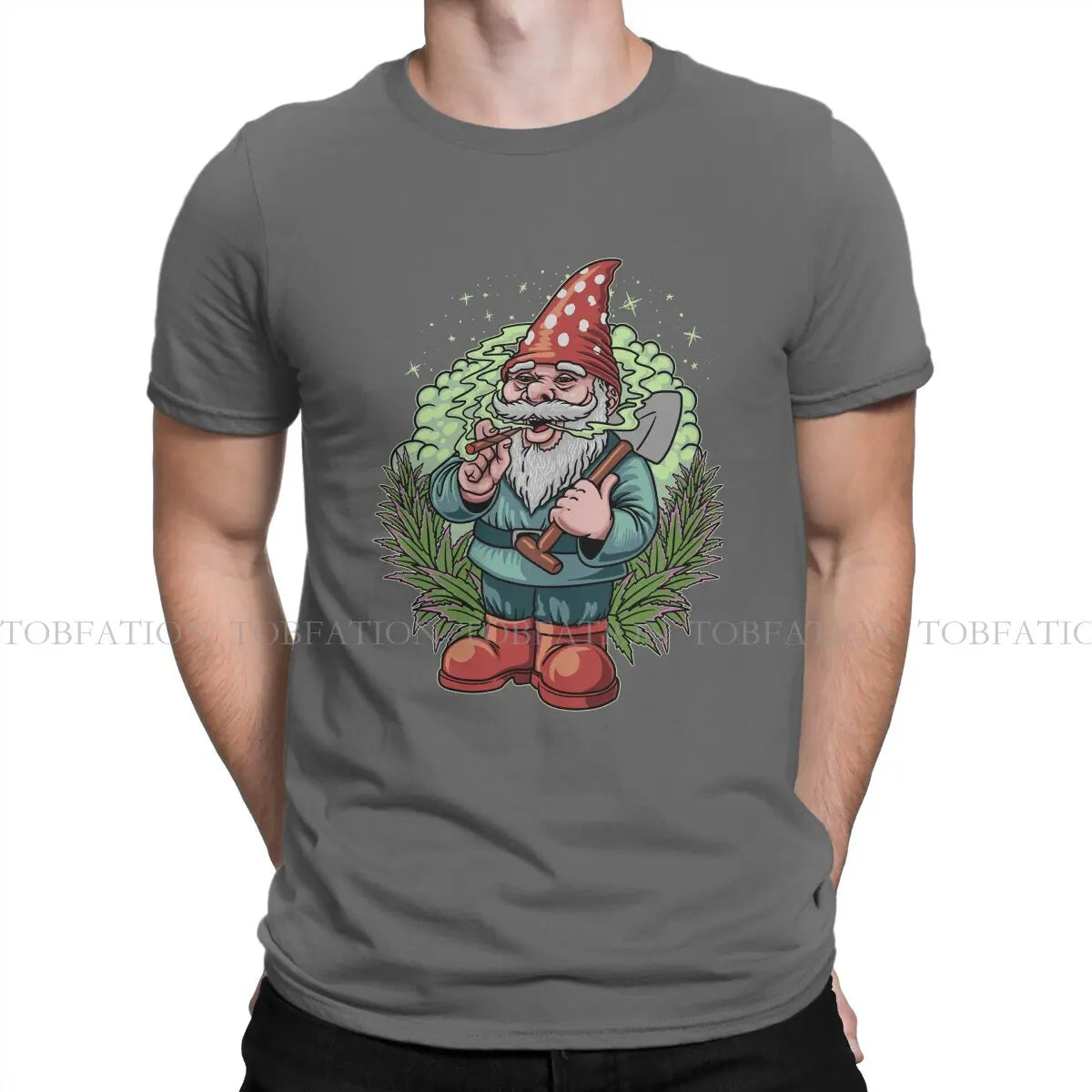 Smoking Gnome Weed Marijuana 420 Smoking Tshirt Alternative Punk T shirt Streetwear Homme Pure Cotton Fashion Tees Tops