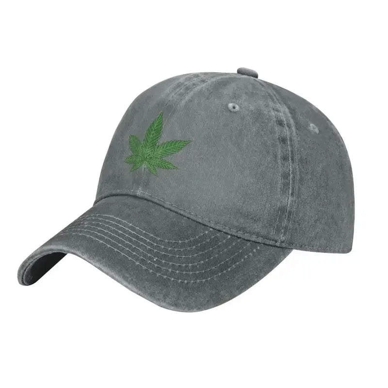 Cannabis Smoke Leaf Baseball Cap Casual Distressed Cotton Trending Snapback Cap Men Women Outdoor Summer Caps Hat