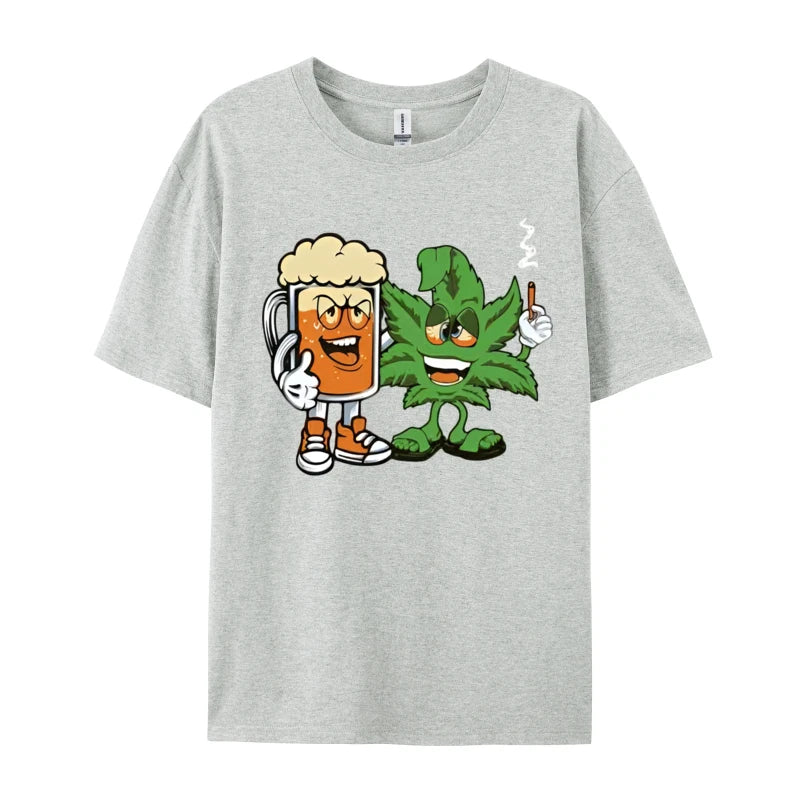 Marijuana Beer Drinking Smoke Weed Ca Tshirts Men Clothess Tshirts Unique T-Shirt Cotton Gothic Animes Alternative