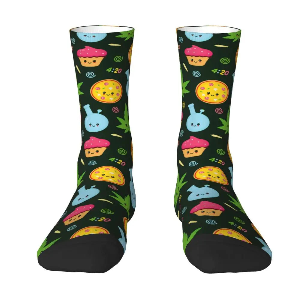 All Season Hip-hop Men's Women's Cute Marijuana Weed 420 Socks Cannabis Cartoon Merch Basketball Socks Super Soft Best Gifts