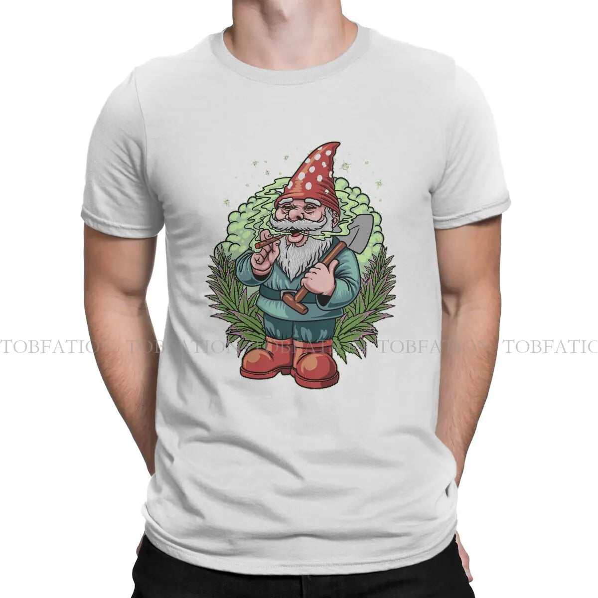 Smoking Gnome Weed Marijuana 420 Smoking Tshirt Alternative Punk T shirt Streetwear Homme Pure Cotton Fashion Tees Tops