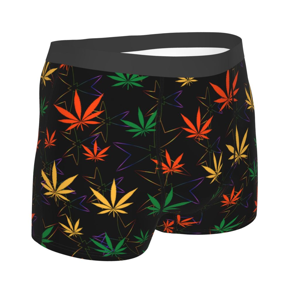 Cannabis Leaf Plant Marijuana Weed Men's Underwear Leaves Boxer Briefs Shorts Panties Soft Underpants for Homme Plus Size