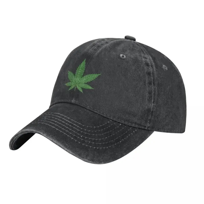 Cannabis Smoke Leaf Baseball Cap Casual Distressed Cotton Trending Snapback Cap Men Women Outdoor Summer Caps Hat