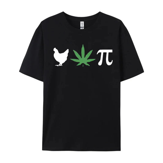 Chicken Pot Pie Marijuana Cannabis Pi T-shirt Novelty Tee Shirts Vintage Cotton Tops Tee Retro Clothes