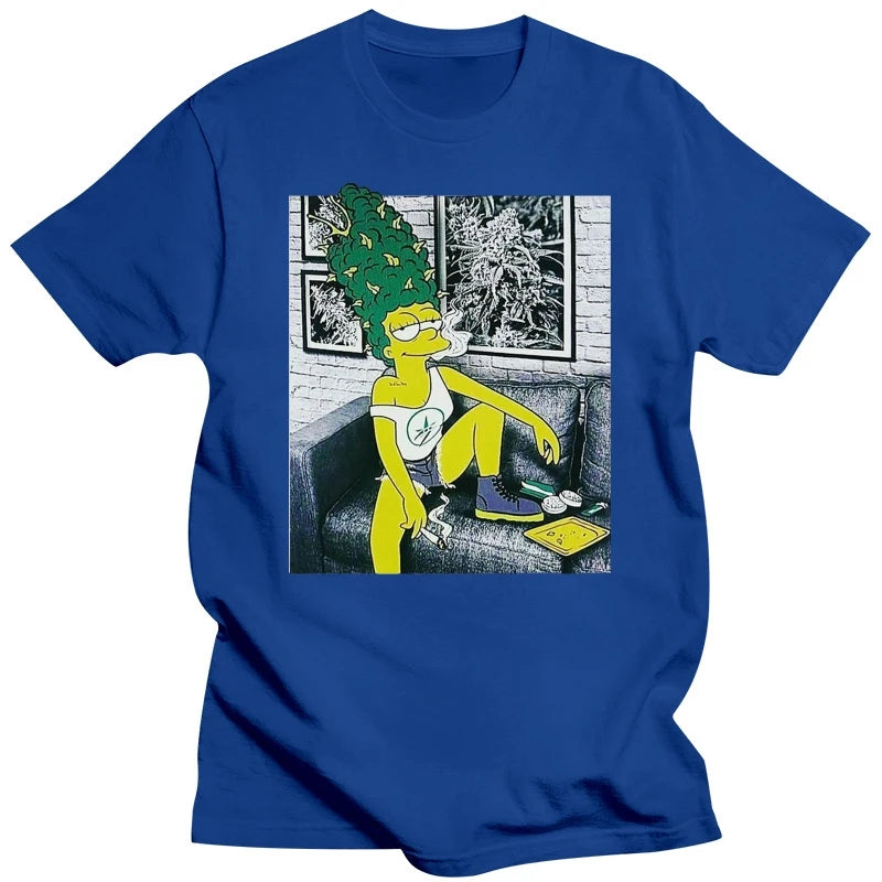 Marge Stoner Stoned. Bong. Drugs Mens T Shirt. Funny Festival. Print Kawaii Summer Style