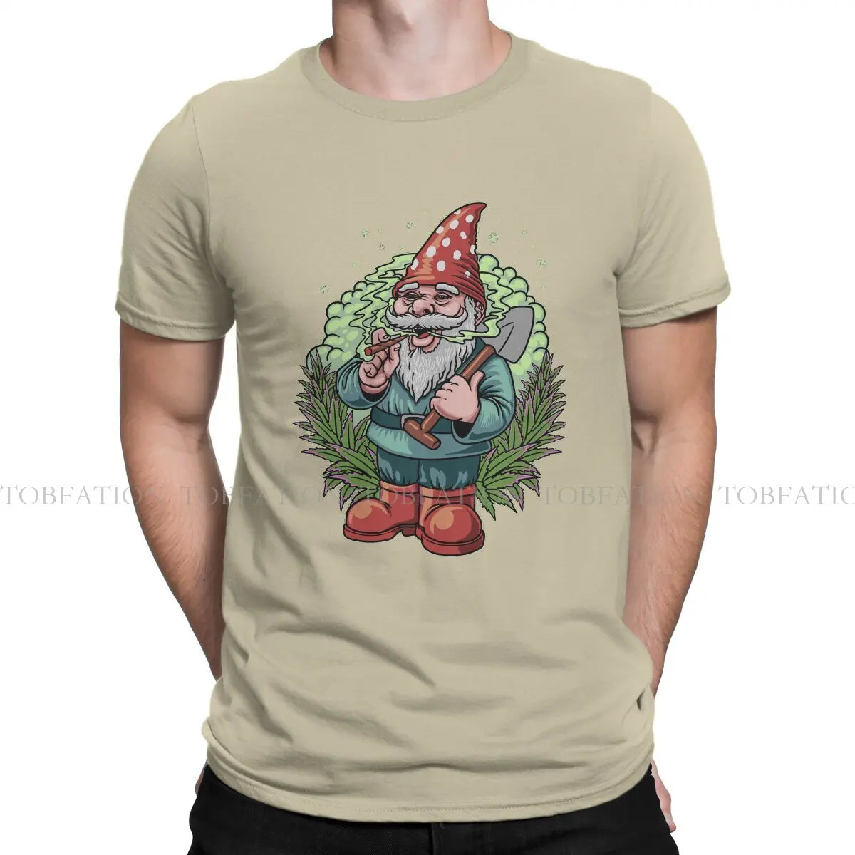 Smoking Gnome Weed Marijuana 420 Smoking Tshirt Alternative Punk T shirt Streetwear Homme Pure Cotton Fashion Tees Tops