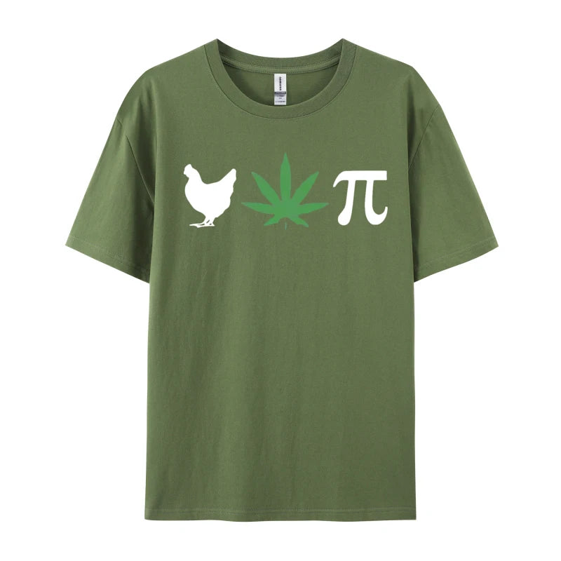 Chicken Pot Pie Marijuana Cannabis Pi T-shirt Novelty Tee Shirts Vintage Cotton Tops Tee Retro Clothes