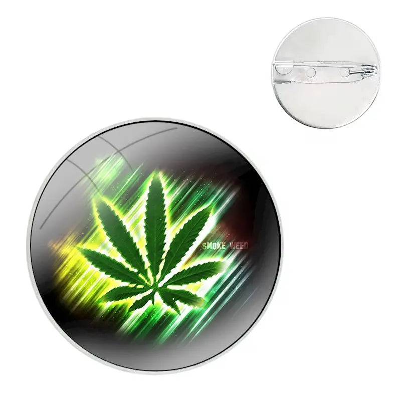 Badge Brooch Pin Accessories For Clothes Backpack Decoration gift plant leaves Cannabis leaf DIY Painted cool