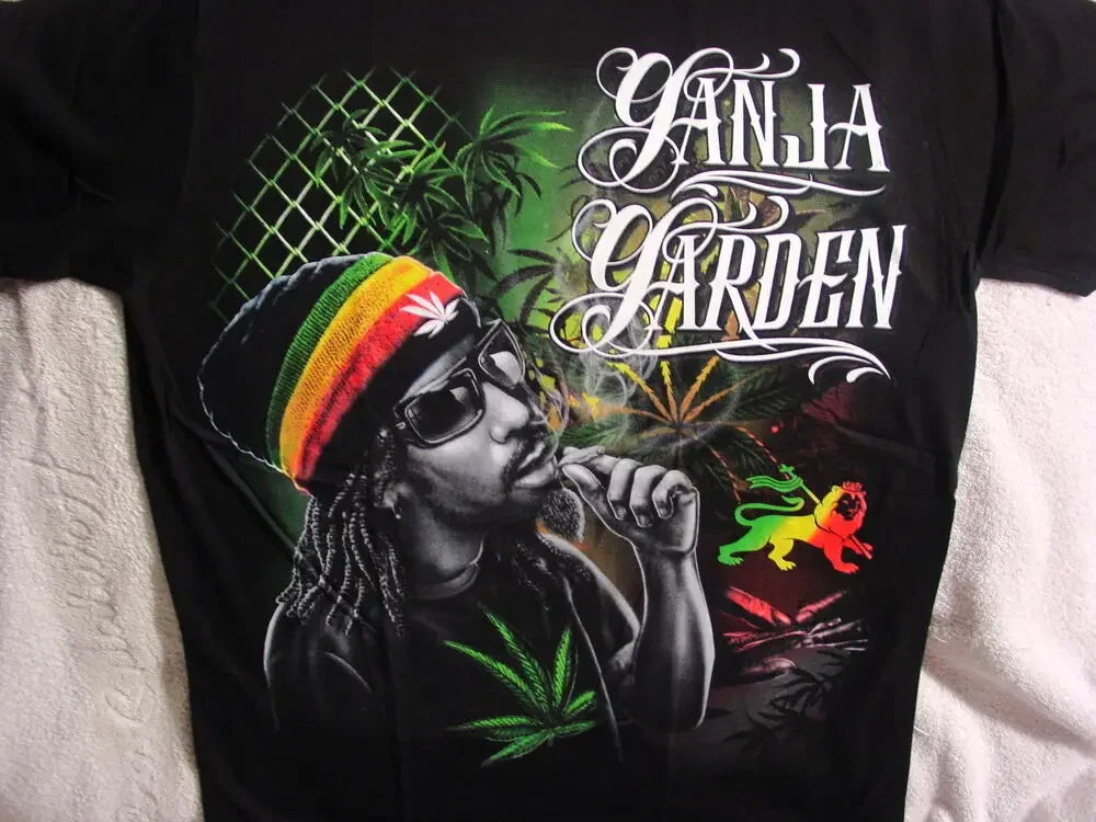 Marijuana Leaf Leaves Joint Dreadlocks Rasta Ganja Garden Marley T-Shirt 100% Cotton O-Neck Short Sleeve Casual Mens T-shirt