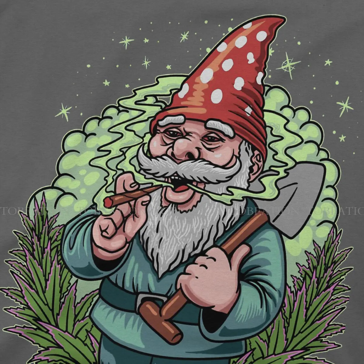 Smoking Gnome Weed Marijuana 420 Smoking Tshirt Alternative Punk T shirt Streetwear Homme Pure Cotton Fashion Tees Tops