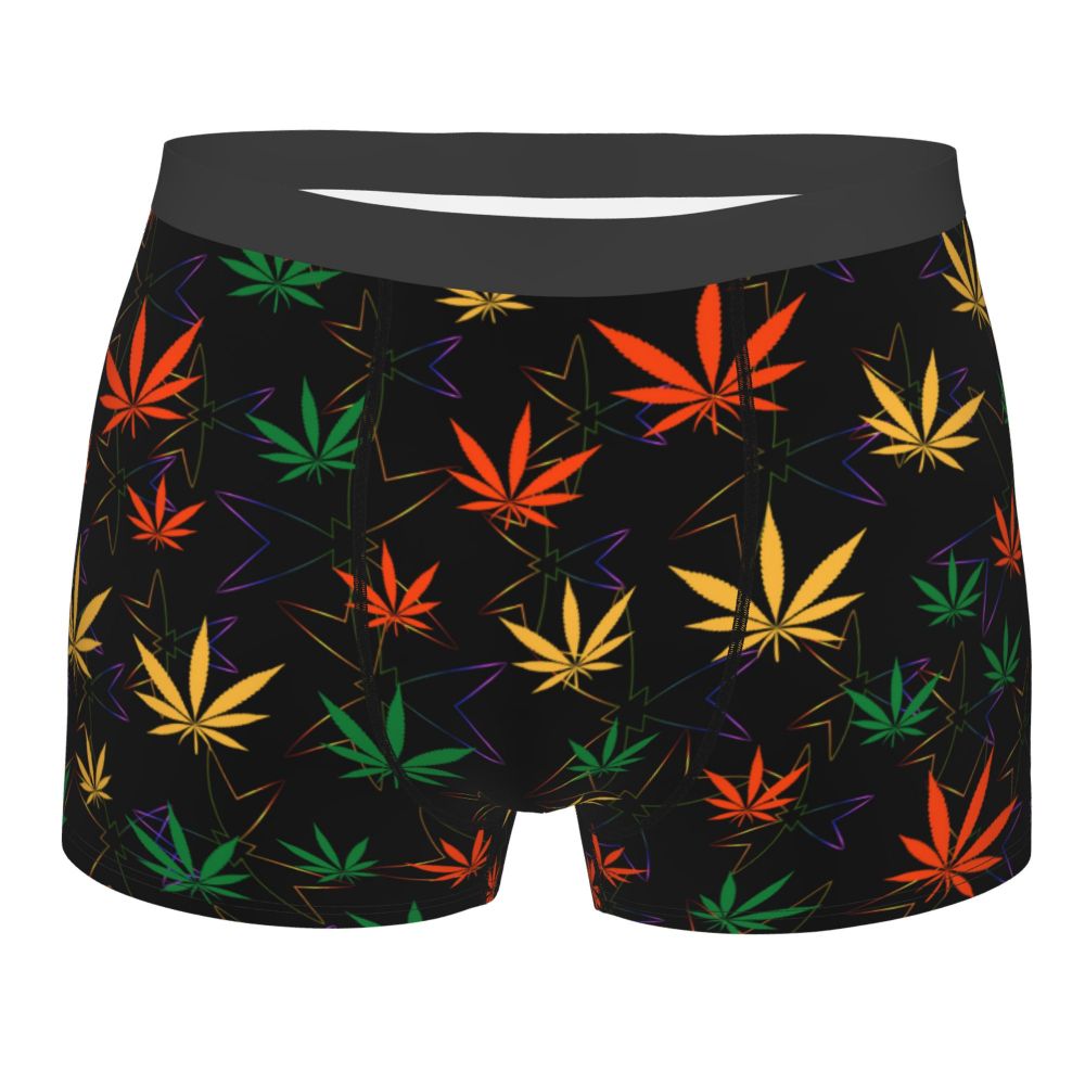 Cannabis Leaf Plant Marijuana Weed Men's Underwear Leaves Boxer Briefs Shorts Panties Soft Underpants for Homme Plus Size