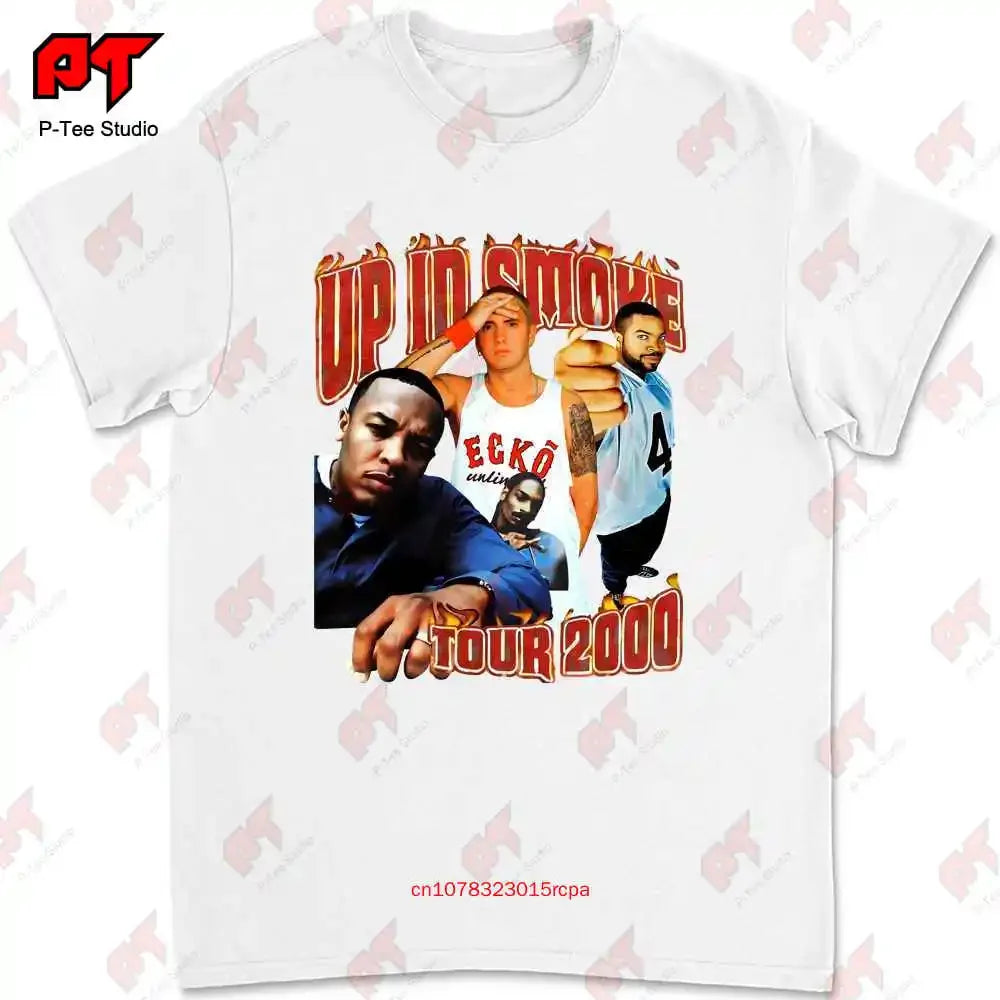 2000 Up In Smoke Tour T Shirt Vintage Style Eminem Snoop Dog Dr Dre Ice Cube Rap V8E0