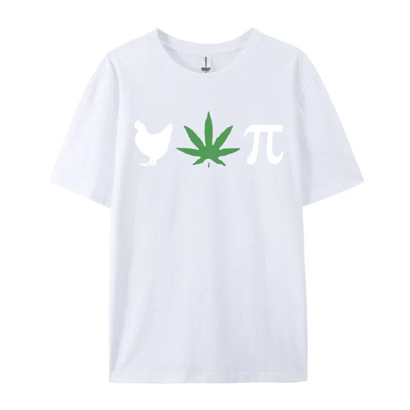 Chicken Pot Pie Marijuana Cannabis Pi T-shirt Novelty Tee Shirts Vintage Cotton Tops Tee Retro Clothes