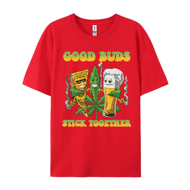 Weed Cannabis Stoner Good Buds Stick T-shirt 3D Printed T-shirt Men Cotton T-shirt Slim Fit Mens Tees Printed On Casual