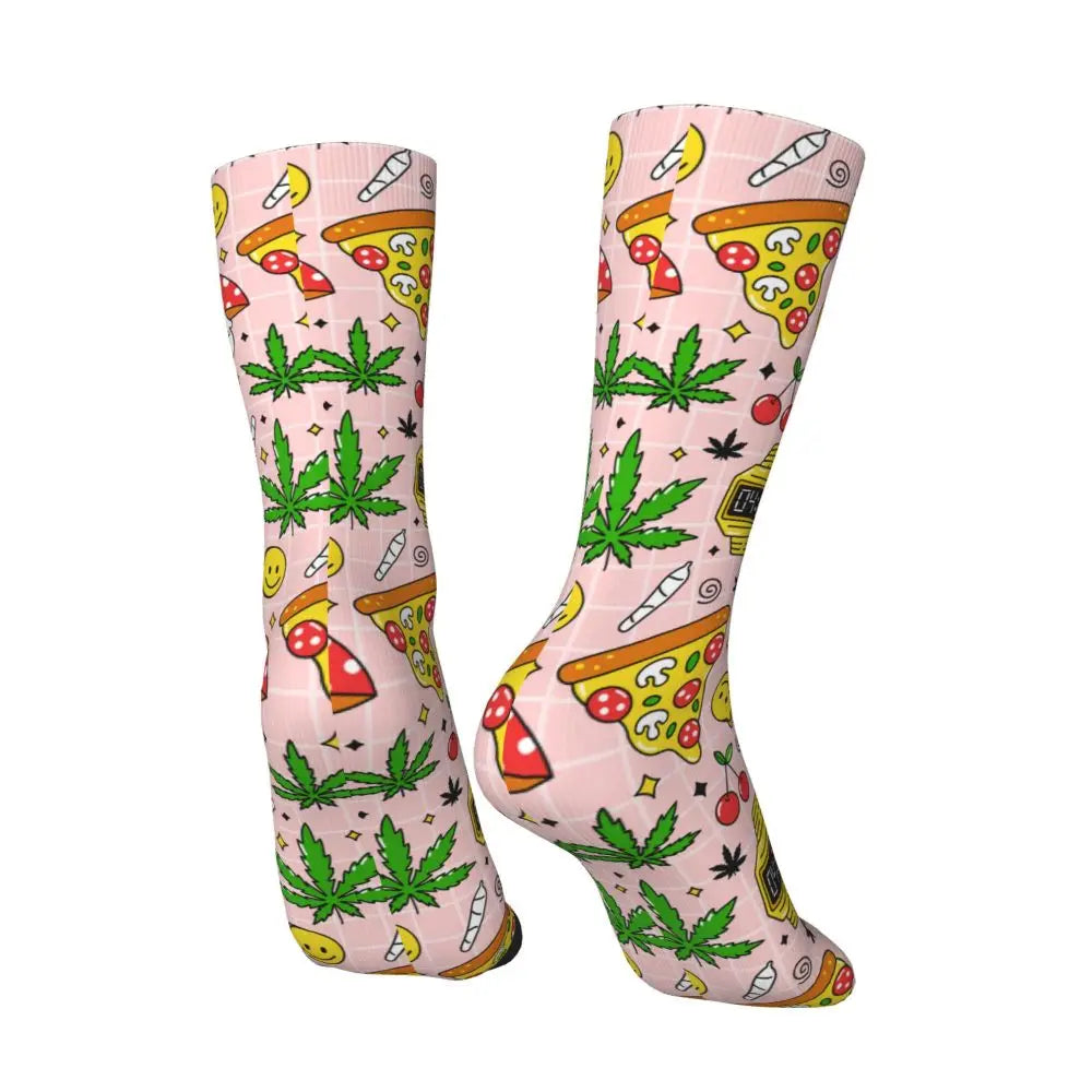 Hippie Alien Weed Marijuana Socks Cute Funny Happy Cannabis Leaves Aesthetic Socks Novelty Accessories Crew Socks