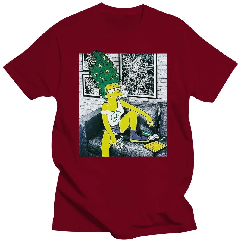 Marge Stoner Stoned. Bong. Drugs Mens T Shirt. Funny Festival. Print Kawaii Summer Style