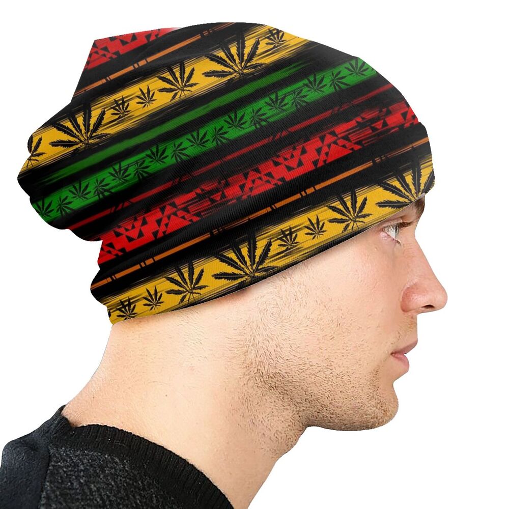 Mabstract Seamless Pattern Marijuana Cannabis Weed Leaf Washed Thin Bonnet Windproof Street Skullies Beanies Men Women Hats