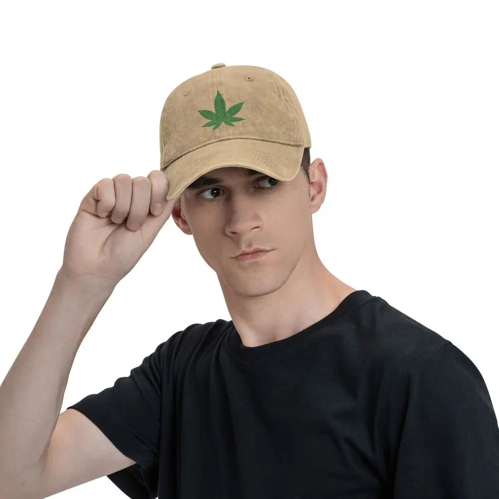 Cannabis Smoke Leaf Baseball Cap Casual Distressed Cotton Trending Snapback Cap Men Women Outdoor Summer Caps Hat