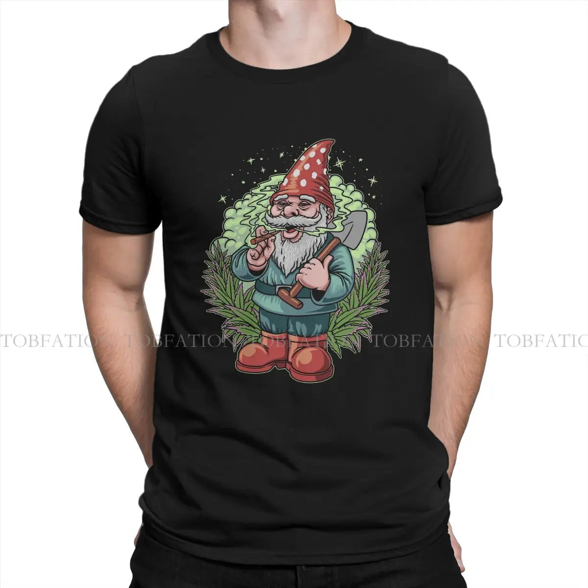 Smoking Gnome Weed Marijuana 420 Smoking Tshirt Alternative Punk T shirt Streetwear Homme Pure Cotton Fashion Tees Tops