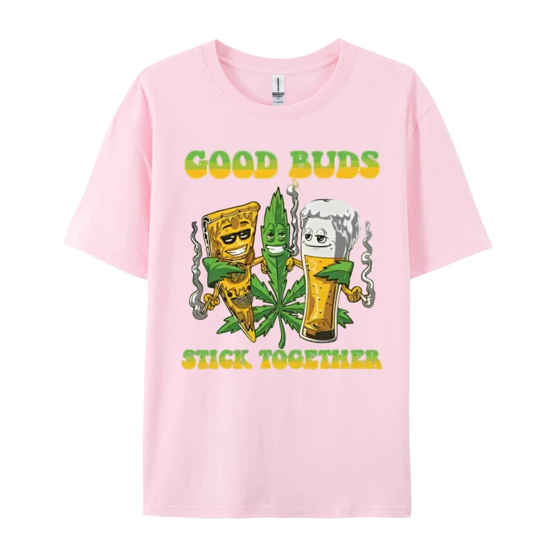 Weed Cannabis Stoner Good Buds Stick T-shirt 3D Printed T-shirt Men Cotton T-shirt Slim Fit Mens Tees Printed On Casual