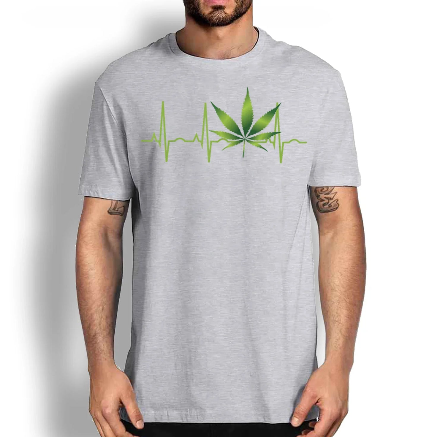 Funny Marijuana Leaf Heartbeat Gift T-Shirt. Summer Cotton Short Sleeve O-Neck Mens T Shirt New S-3XL