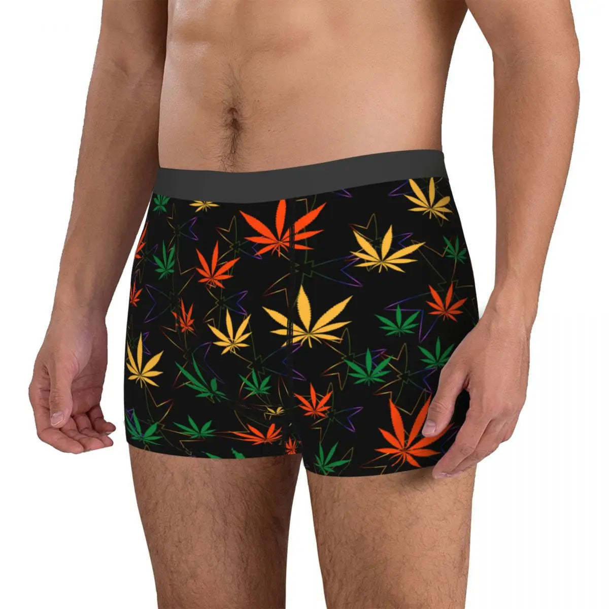 Cannabis Leaf Plant Marijuana Weed Men's Underwear Leaves Boxer Briefs Shorts Panties Soft Underpants for Homme Plus Size