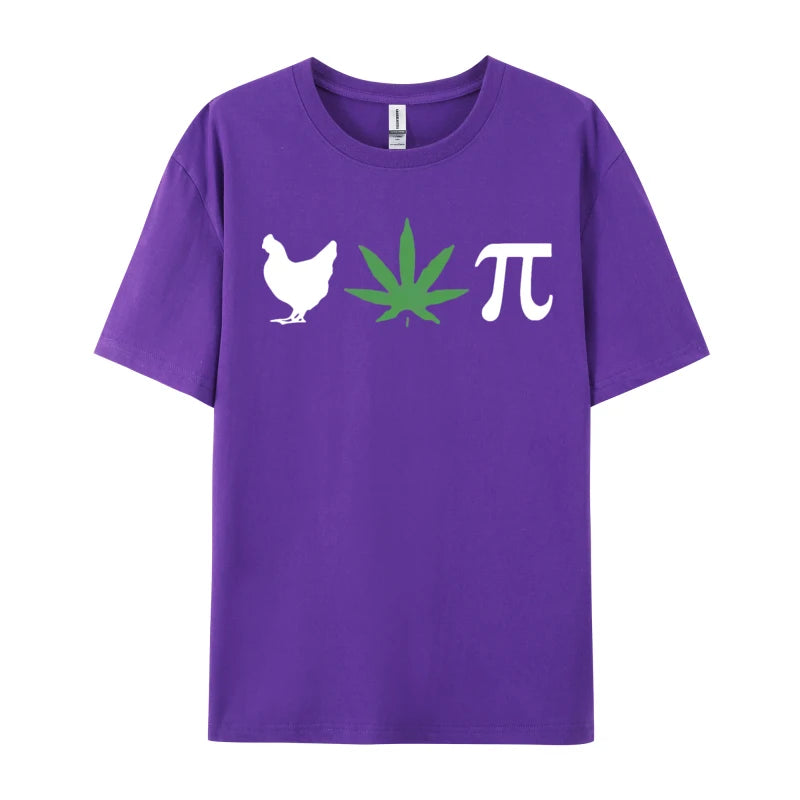 Chicken Pot Pie Marijuana Cannabis Pi T-shirt Novelty Tee Shirts Vintage Cotton Tops Tee Retro Clothes