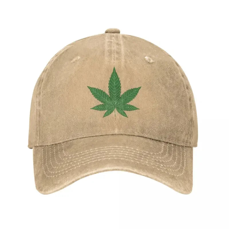 Cannabis Smoke Leaf Baseball Cap Casual Distressed Cotton Trending Snapback Cap Men Women Outdoor Summer Caps Hat