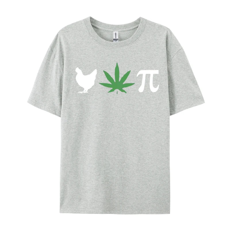 Chicken Pot Pie Marijuana Cannabis Pi T-shirt Novelty Tee Shirts Vintage Cotton Tops Tee Retro Clothes